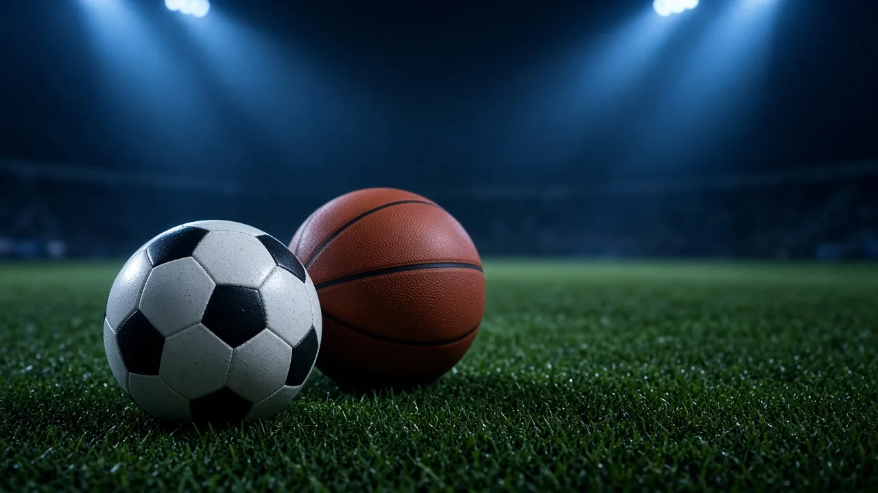 Kompozycja piłki i boiska w sekcji sportu